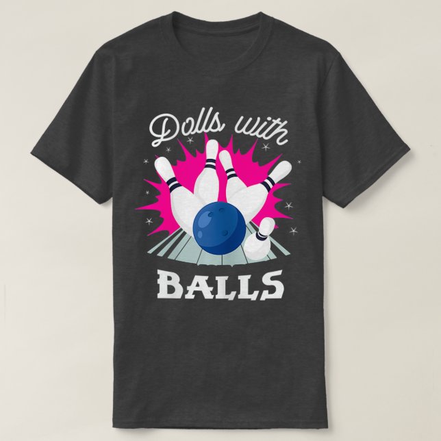 Lusartade dockor med Bollar Girls Bowling T Shirt (Design framsida)