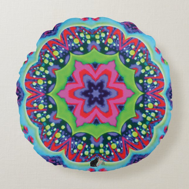Luscious Kaleidoscope Rund Kudde (Framsidan)