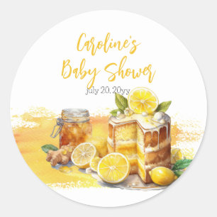Luscious Lemon Cake Ginger Tea Baby Shower Runt Klistermärke