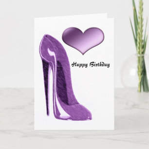 Luscious Lilac Stiletto High Heel Shoe and Heart Kort