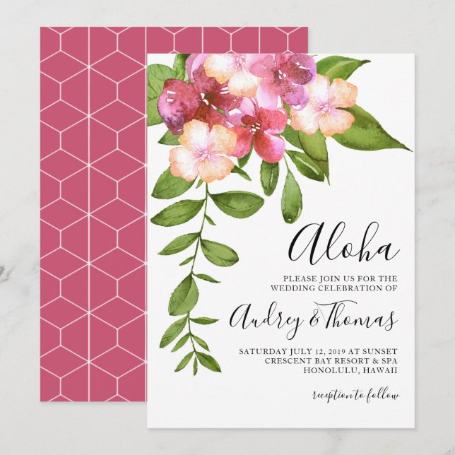 Luscious Löv Hawaiiansk bröllopsinbjudan Inbjudningar (Fram/baksida)