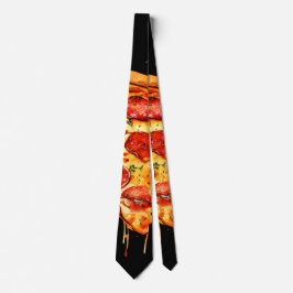 Luscious Pizza Neck Tie - Black Food themed Tie Slips