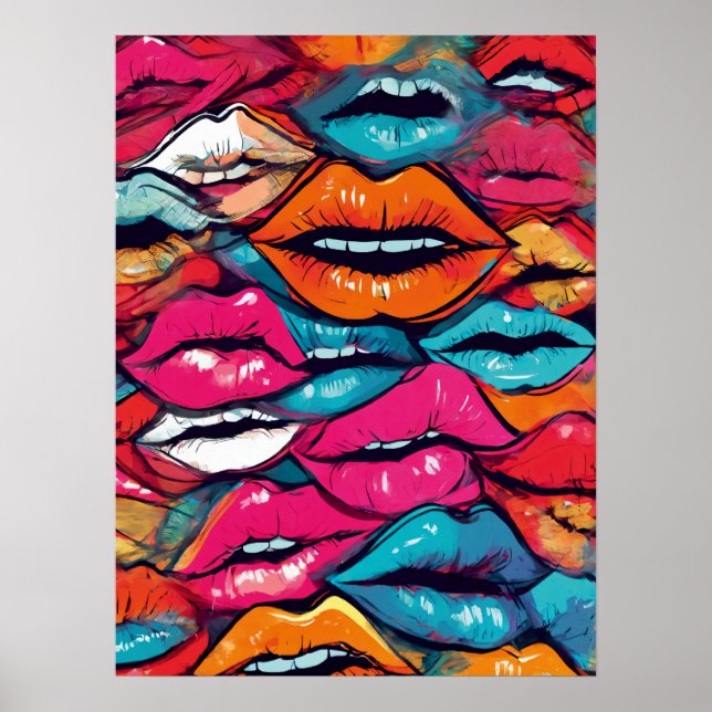 Luscious Women Lovemaking Läppar: Warhol's Artistr Poster (Framsidan)