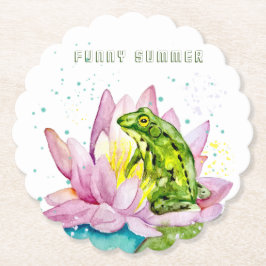 Lusgroda på lotus underlägg papper