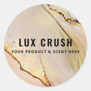 Lush Alcohol Bläck Rosa och Guld produktmärkning Runt Klistermärke