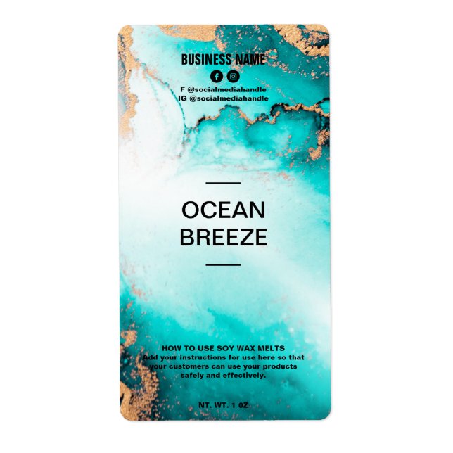 Lush Bläck Ocean Blue Soy Vax Melt Labels Fraktsedel (Framsidan)