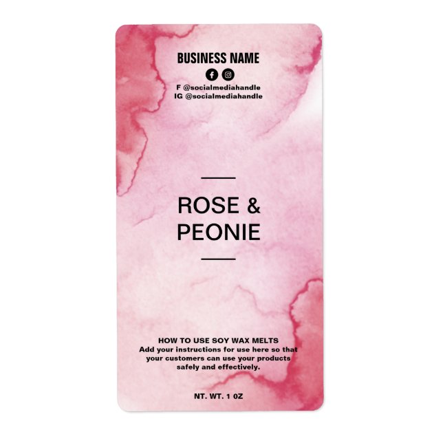 Lush Bläck Rosa Soy Vax Melt-etiketter Fraktsedel (Framsidan)
