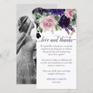 Lush-Blommar Foto för Lila och Rosa ros Blommigt Tack Kort