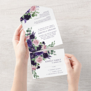 Lush-Blommar Lila och Rosa Blommigt Bröllop