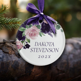 Lush-Blommar | Lila och Rosa Mönster Monogram Julgransprydnad Keramik