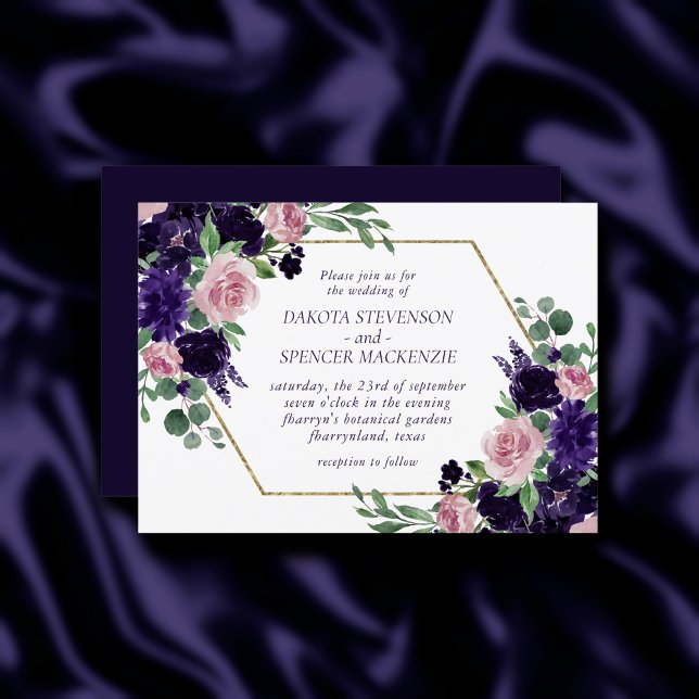 Lush-Blommar | Lila och Rosa ros Bouquets Inbjudningar (Skapare uppladdad)