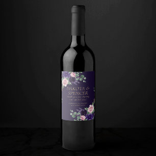 Lush-Blommar Lila och Rosa ros-förmån för Mörk Vinflaska Etikett