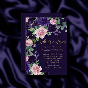Lush-Blommar Lila och Rosa ros Party Inbjudningar