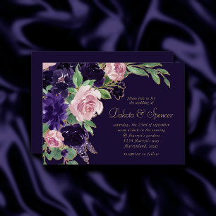 Lush-Blommar Mörkens Lila och Blommigten Rosa ro Inbjudningar