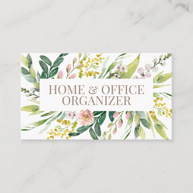 Lush Blommigt Bouquet Home and Office Organizer Visitkort (Framsida)