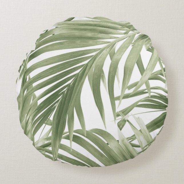 Lush Caribbean Handflatan Collage #2 #tropical #wa Rund Kudde (Framsidan)