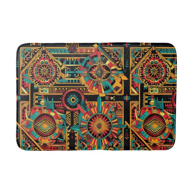 Lush Cyan "Aztec Dream" Comfort Bath Mat Badrumsmatta (Framsidan)