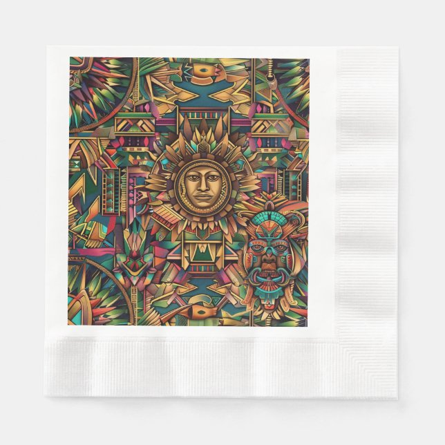 Lush Cyan "Vibrant Historical Emblem" Trasa Lunche Pappersservett (Framsidan)
