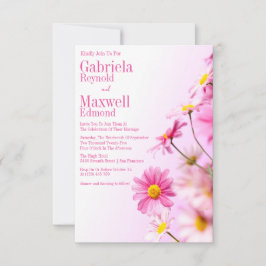 Lush Elegant Natature Rosa Daisy Bröllop Inbjudningar