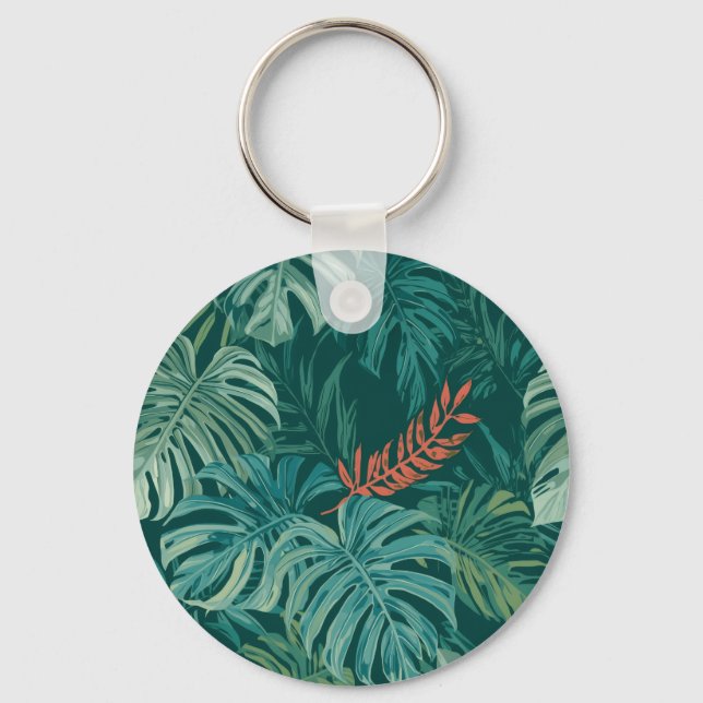 Lush Emerald Jungle Print Nyckelring (Framsida)