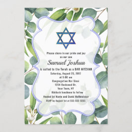 Lush Eucalyptus Lövs Star of David Pub Mitzvah Inbjudningar