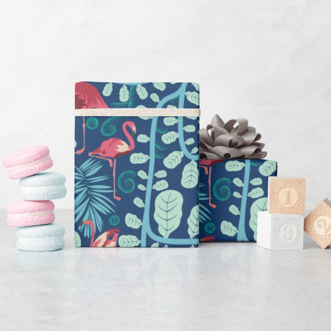 Lush Flamingo Jungle Presentpapper (Baby Shower)