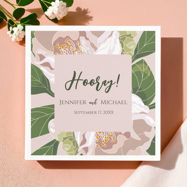 Lush Flower och Greenery Elegant bröllop Pappersservett (Lush Flower and Greenery Elegant Wedding Napkins)