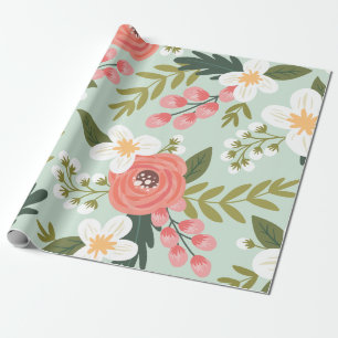 Lush Folksy-Blommigtar i Mint-Grönten Presentpapper