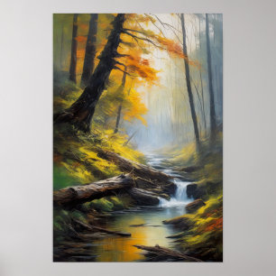 Lush Forest och Babbling Stream Poster