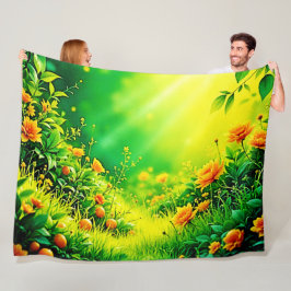Lush Garden Sunlight Scene Fleecefilt