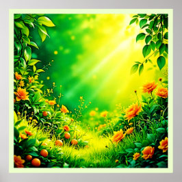 Lush Garden Sunlight Scene Poster