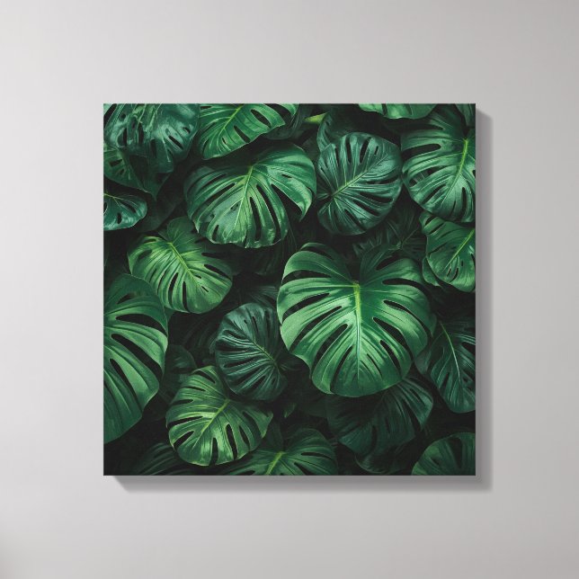 Lush Greenery - Abstrakt Monstera Jungle Print Canvastryck (Framsida)