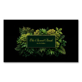 Lush Greenery Black Gold Frame Botanical Magnetiska Visitkort