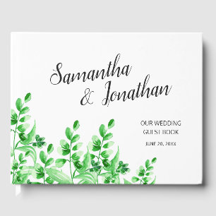 Lush Greenery Elegant Calligraphy-skript Bröllop Gästböcker