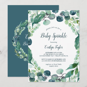 Lush Greenery och Eucalyptus Baby Sprinkle Inbjudningar