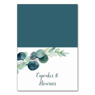 Lush Greenery och Eucalyptus Buffet Food Labels Bordsnummer