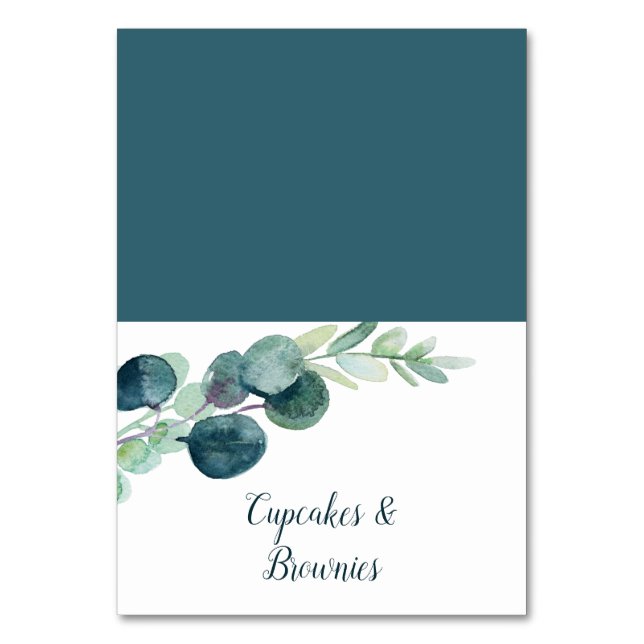 Lush Greenery och Eucalyptus Buffet Food Labels Bordsnummer (Framsidan)