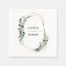 Lush Greenery och Eucalyptus Foliage Geometric Pappersservett