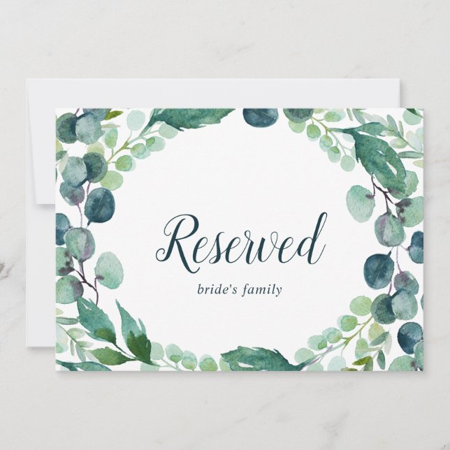 Lush Greenery och Eucalyptus Reserved Sign (Framsida)