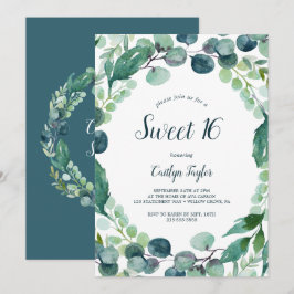 Lush Greenery och Eucalyptus Sweet 16 Inbjudningar