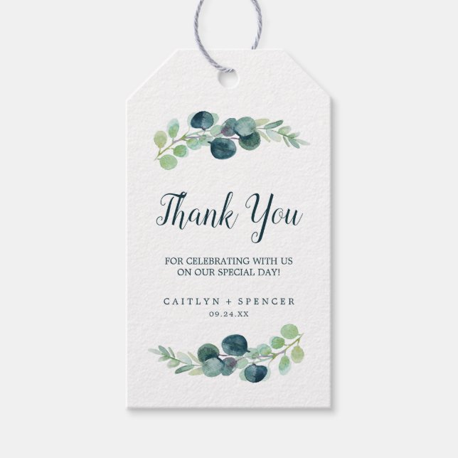 Lush Greenery och Eucalyptus Tack Favor Presentetikett (Framsidan)