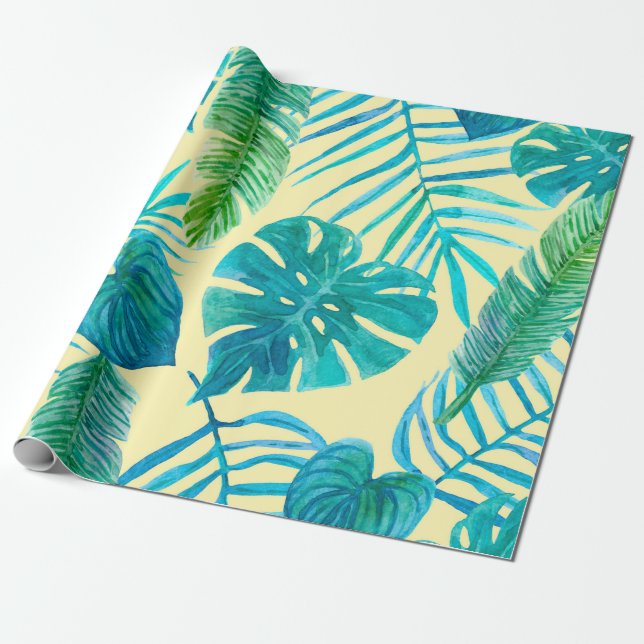Lush greenery of tropical plants from jungle. Endl Presentpapper (Utrullad)