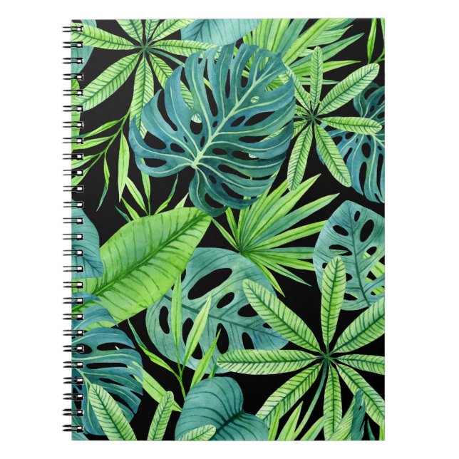 Lush Greenery: Tropical Plant Mönster Anteckningsbok (Framsidan)