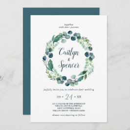 Lush Greenery Wandey Avslappnad Bröllop Inbjudningar