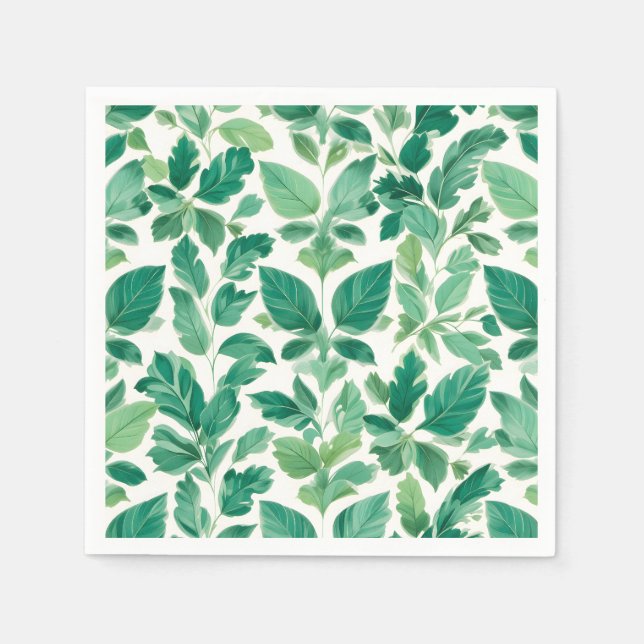 Lush Grönt Foliage Mönster Pappersservett (Framsidan)
