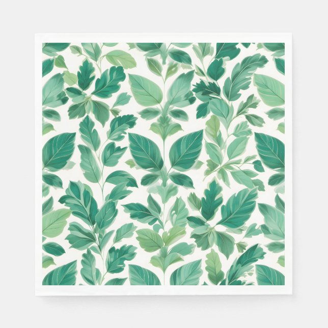 Lush Grönt Foliage Mönster Pappersservett (Framsidan)
