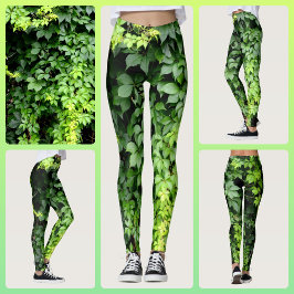 Lush Grönt Ivy Vine Lövs Fotographic Leggings