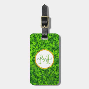Lush Grönt Klöver med FAUX Gold Foil och Monogram Bagagebricka