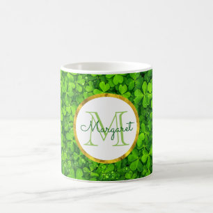 Lush Grönt Klöver med FAUX Gold Foil och Monogram Kaffemugg