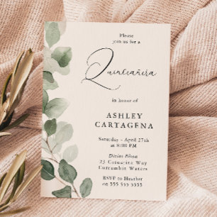Lush Grönt Löv Gorgous Quinceanera 15:e Inbjudningar
